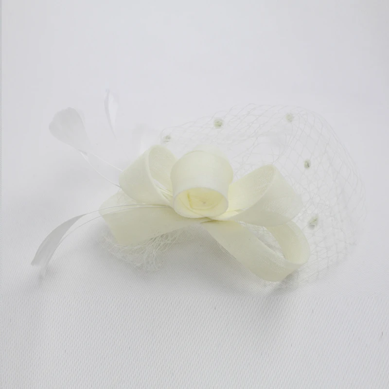 Модная женская вуаль аксессуар для волос шляпа с бантом перьями и сетчатыми