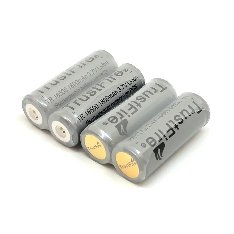 

4pcs/lot TrustFire TR 18500 1800mAh 3.7V Rechargeable Lithium Protected Battery Camera Flashlight Torch Batteries Cell with PCB