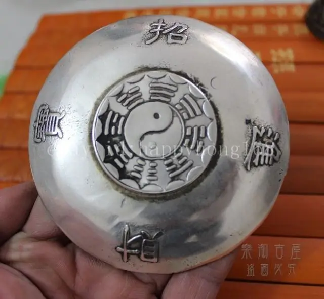 

Copper Brass craft Collectible Decorate Old tibet Silver China longfeng ball "Plate