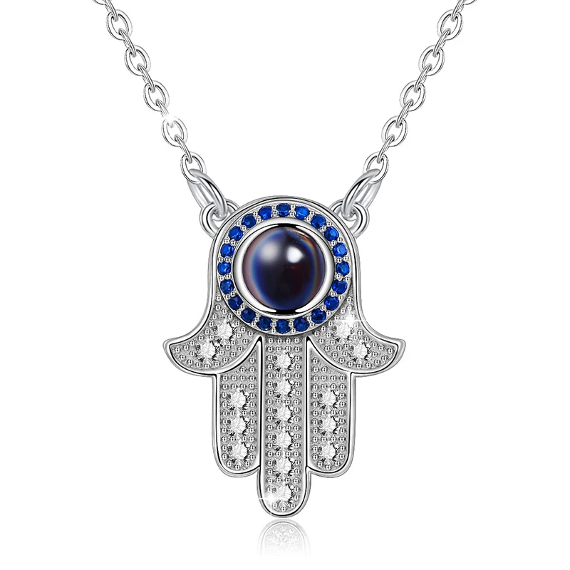 Angel Caller 925 Sterling Silver 100 Languages I Love You Necklace Projective Sparkly Pendant Romantic Love Memory Jewelry Gift - Цвет камня: 012-BJ