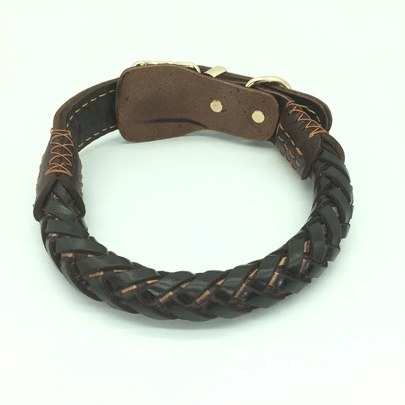 SYDZSW Топ Класс для животных из натуральной кожи ошейник Hand-made Плетеный домашних