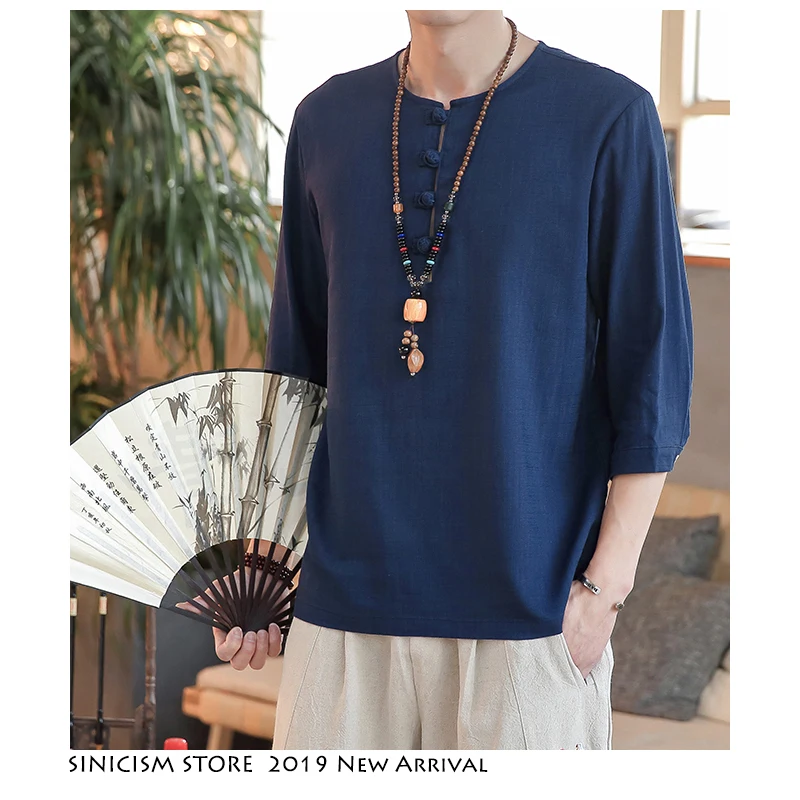 Sinicism магазин мужские летние однотонные карманные Рубашки льняные 2019 s Slim Fit