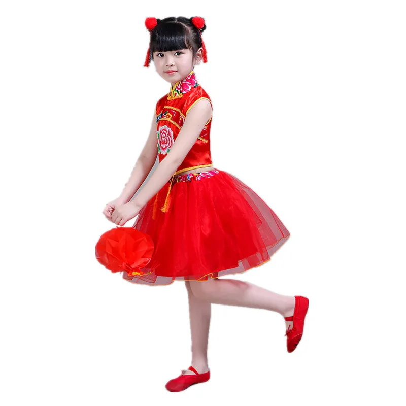Yangko танцевальный костюм Qipao платье повседневные носовые платки танцевальное