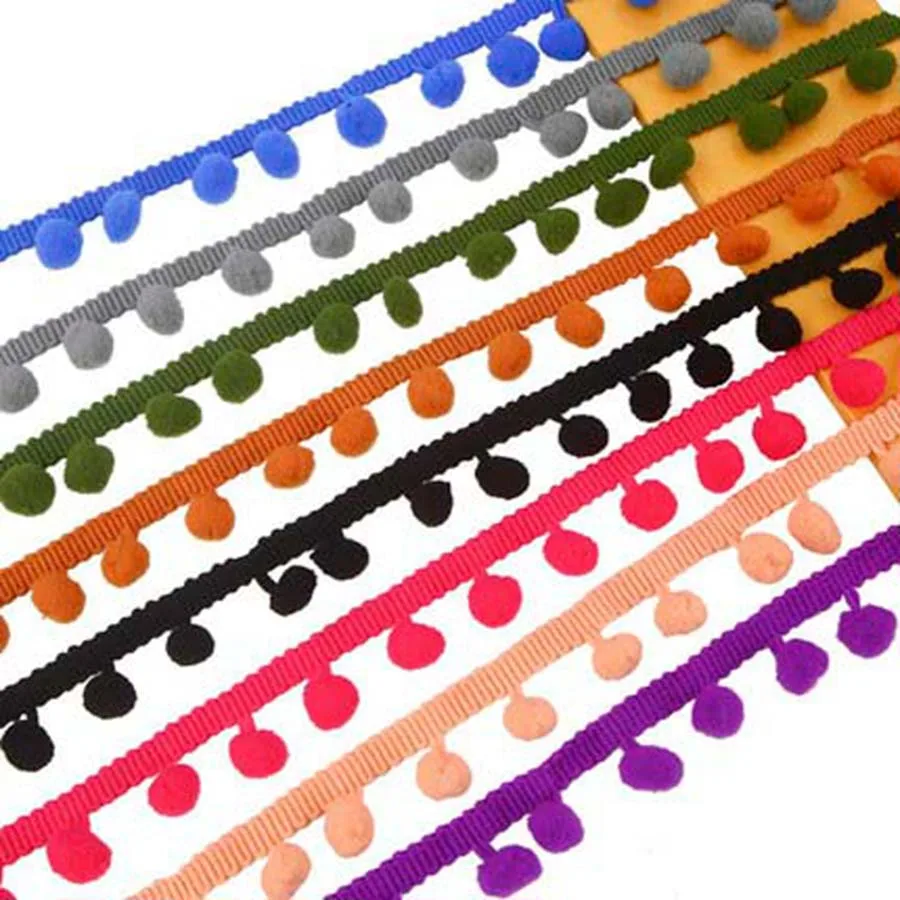 DIY Craft 20yards/lot Pompom Trim Pom Decoration Tassel Ball Fringe Ribbon Home Material Apparel Sewing Accessories | Дом и сад