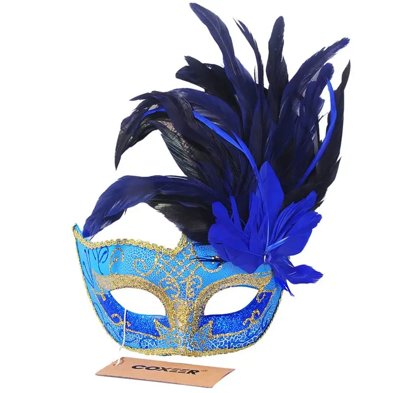 FunPa венецианская маска костюм на хэллоуин маскарадная с перьями мигающая пудра