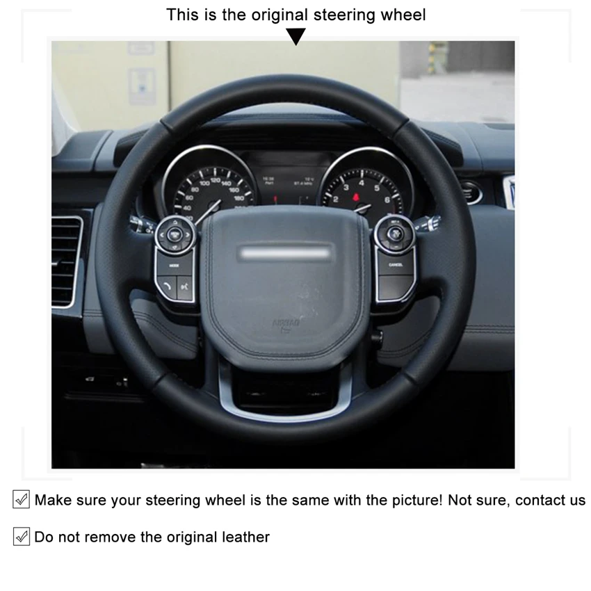 Черный чехол рулевого колеса автомобиля MEWANT из натуральной кожи для Land Rover Range 2014