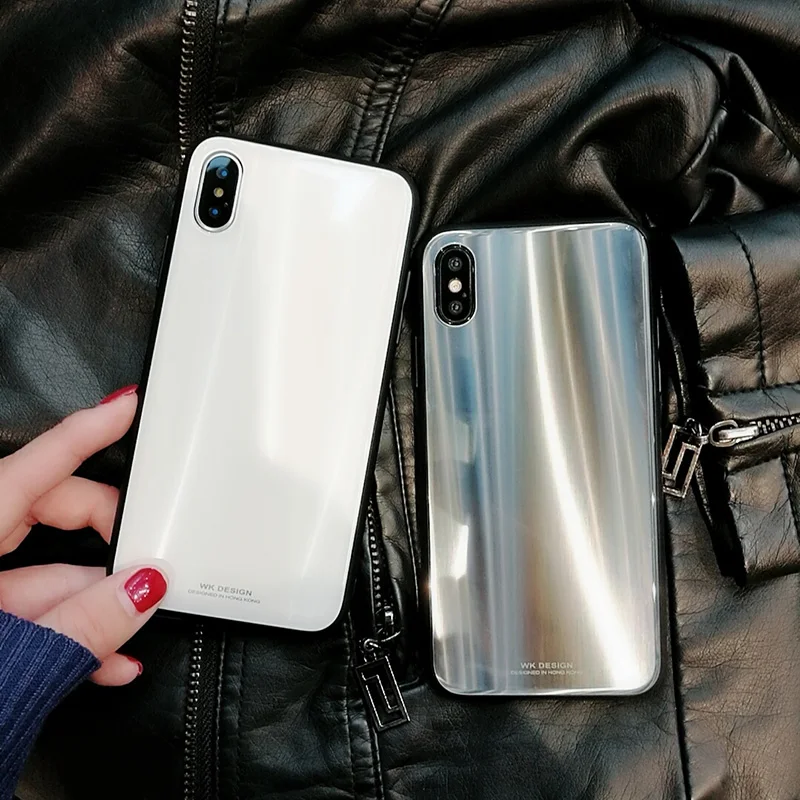 Luxury Glass Case For iPhone X Ultra Thin Hardness Tempered 6 7 8 plus aurora case Shockproof Cover Cases |