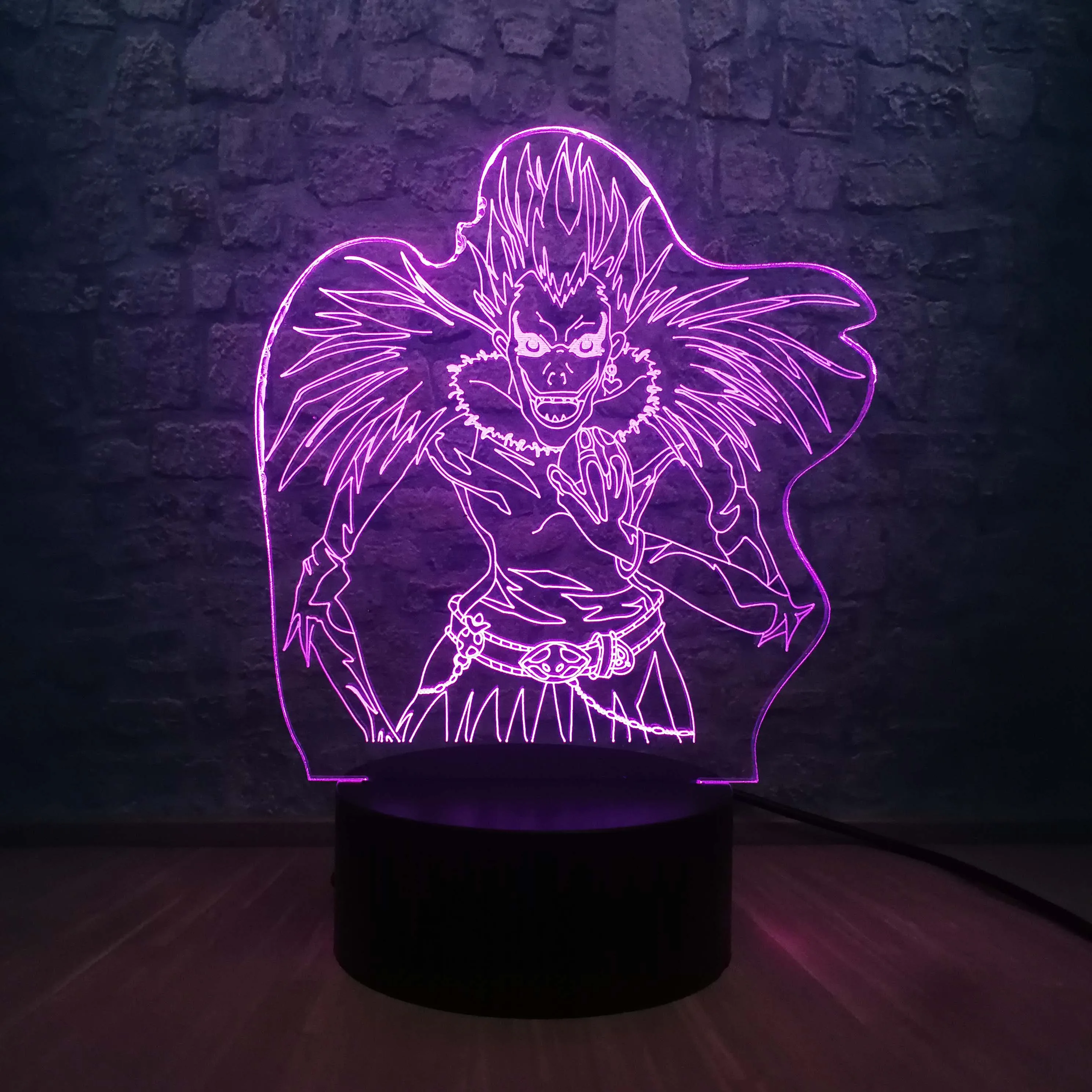Death Note Ryuuku экшн фигурки 3D иллюзия настольная лампа 7 цветов меняющий ночной
