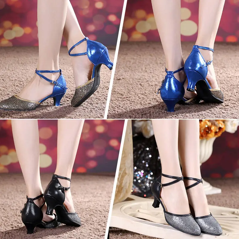 

Spring Summer Women Latin Shoes Ballroom Tango Modern Salsa Dancing Shoes For Girls High Quality Sequins Woman's Dance Shoes