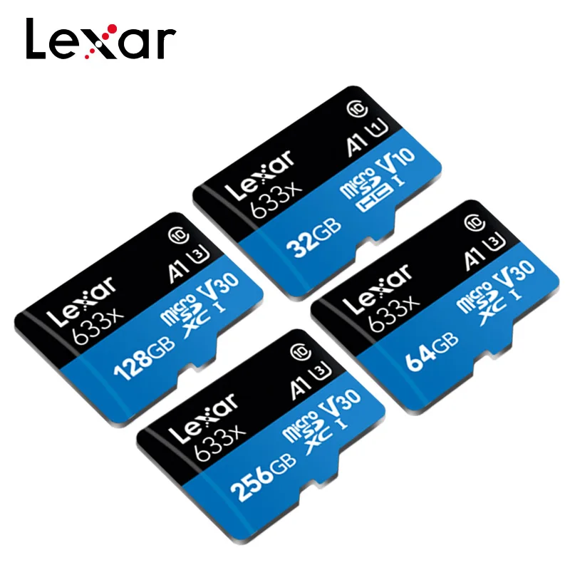 Lexar TF карты C10 32 Гб V10 U1 SDHC карта Micro SD Card 64 Гб 128 256 V30 U3 SDXC A1 слот для карт памяти 633x до 95 МБ/с. с адаптером селфи-Стик