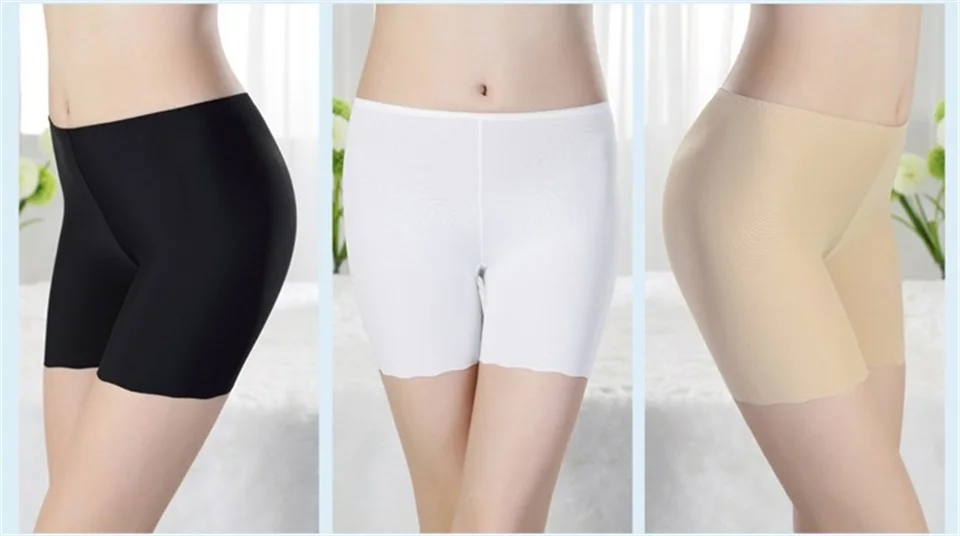 3 шт./компл. Для женщин безопасности Короткие штаны Бесшовные Ice Silk Трусы-шорты, трусы-боксеры Femme из модифицированного вискозного волокна Трусики-брифы безопасности нижнее бельё для девочек брюки для девочек