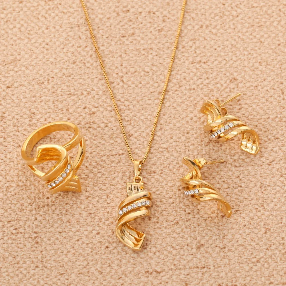 Комплект из колье серёг и кольца с подвеской | Украшения аксессуары