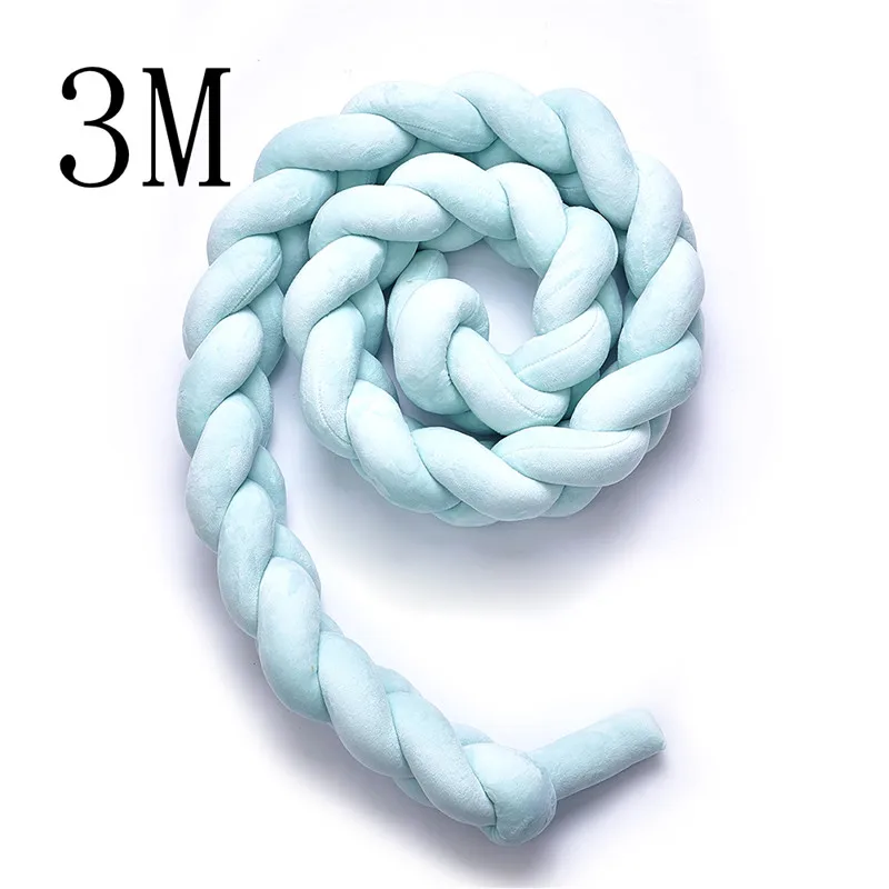 3M Green 1 шт., 1 м/2 м/3 м, детский бампер ручной работы с узлом для кровати новорожденного, длинная плетеная Подушка, детская кровать, бампер с узлом, детская кроватка, декор для детской комнаты - Цвет: 3M Green