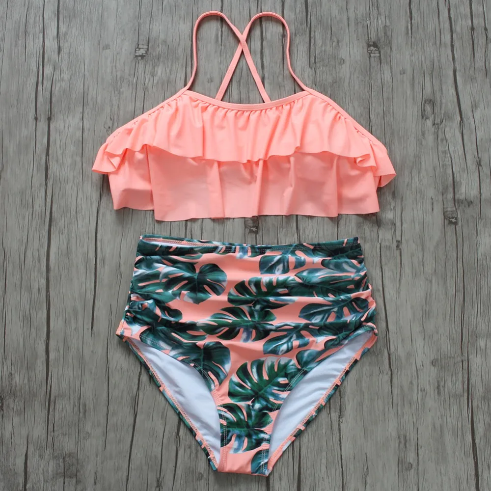 Новинка 2018 комплект бикини с высокой талией и цветочным принтом купальный костюм