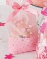 100 pcs pink cherry cookie bagplastic semi clear cellophane flat openfor bakery gift wedding party favors packaging16x26cm