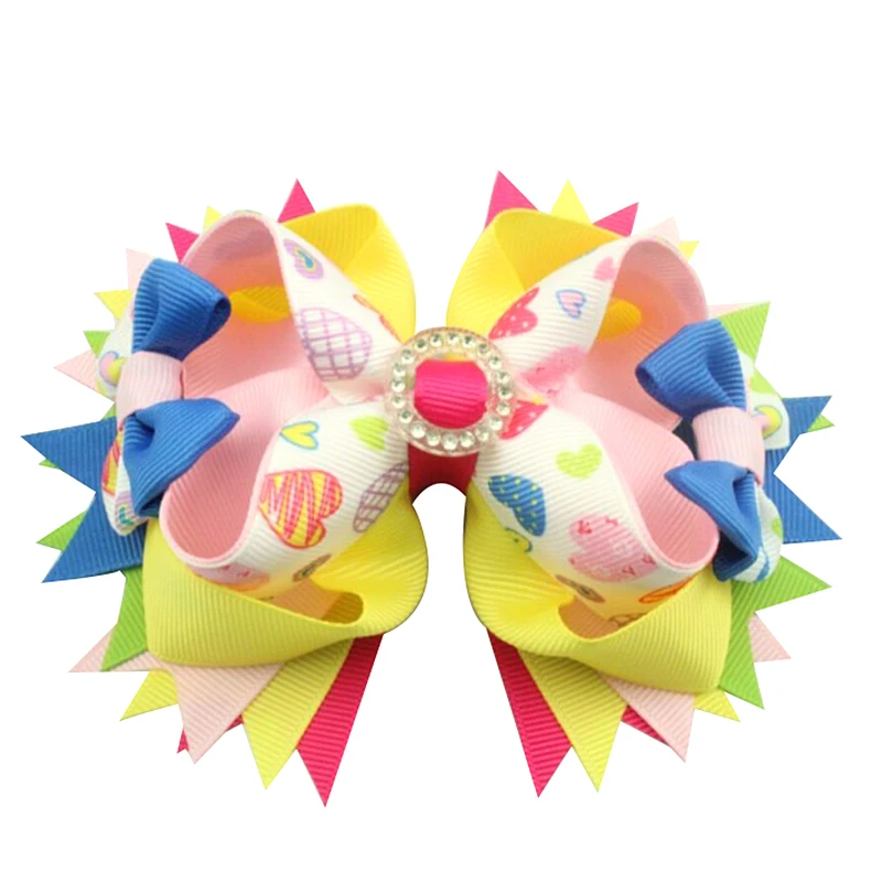 5 inch Tire hair girl's Heart shape bows headband children crocodile clip accessories headwear Activity decoration | Детская одежда