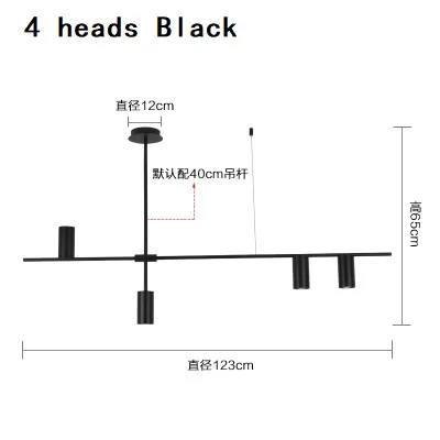 4Heads Black Скандинавские креативные цилиндрические металлические роскошная люстра линия чистый светильник-люстра в виде подсвечника дизайнер luminarias Лофт светильники - Цвет абажура: 4Heads Black