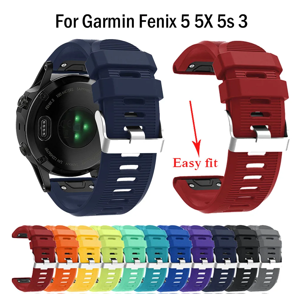 

26, 22, 20 мм, ремешок для смарт-часов Garmin Fenix 6X, 6, 6S, 5 5S плюс 3 3HR D2 935 часы, быстросъемный силиконовый легко регулируемый ремешок для наручных часов