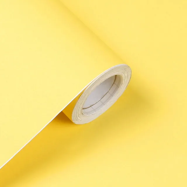 light yellow 60 см* 5 м Твердые матовые пвх DIY самоклеющиеся водонепроницаемые настенные бумажные наклейки на стену мебель ремонт ящик для гостиной декоративные - Цвет: light yellow