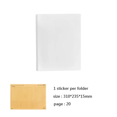 white 20 pages Muji стиль A4 простой файл мешок 100 страниц данных книга большой емкости папки файла канцелярские принадлежности - Цвет: white 20 pages