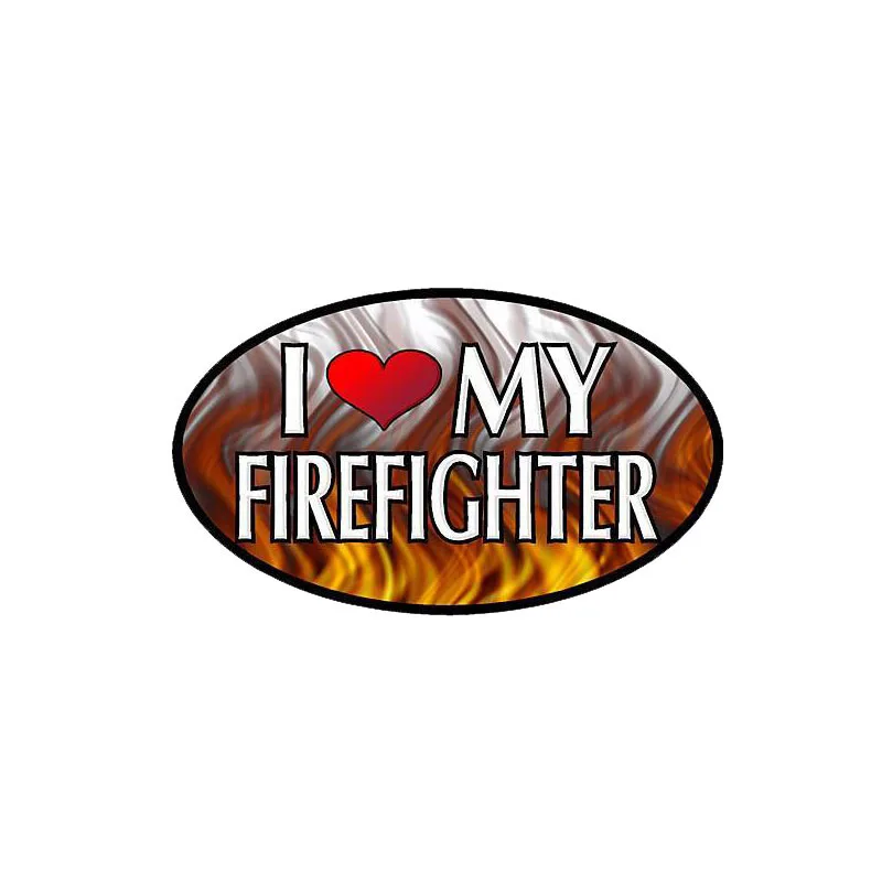 

YJZT 12.4CM*7.2CM Funny I LOVE MY FIREFIGHTER Car Sticker Decal PVC 12-0688