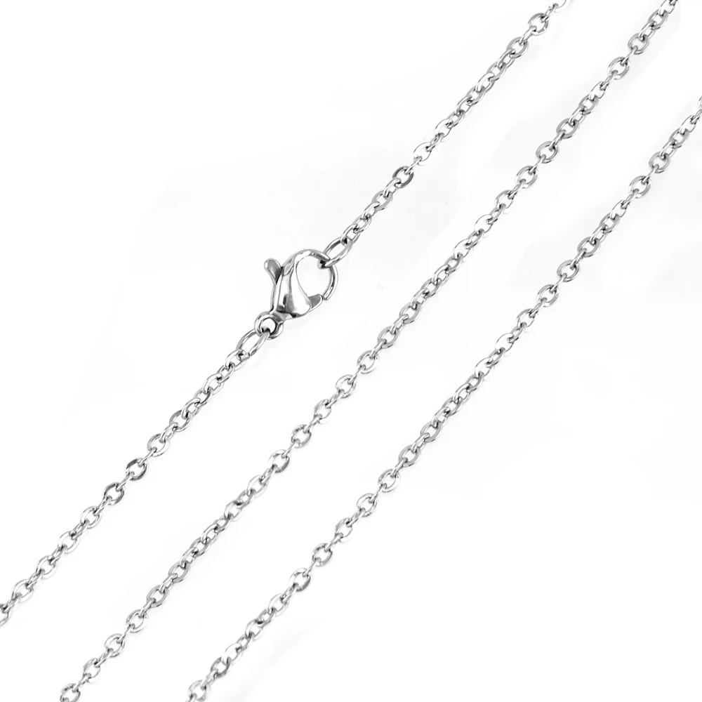 Cross Rolo 2mm simsimi women Stainless steel O link silver color 2mm Rolo square rolo chain thin chain DIY jewelry making necklace - Окраска металла: Cross Rolo 2mm