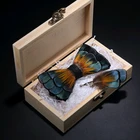 Оригинальная деревянная коробка jemybenс желтыми, синими, зелеными перьями, ручная работа, брошь для галстука, бабочки, набор высокого качества, галстук-бабочка для нежного мужского костюма