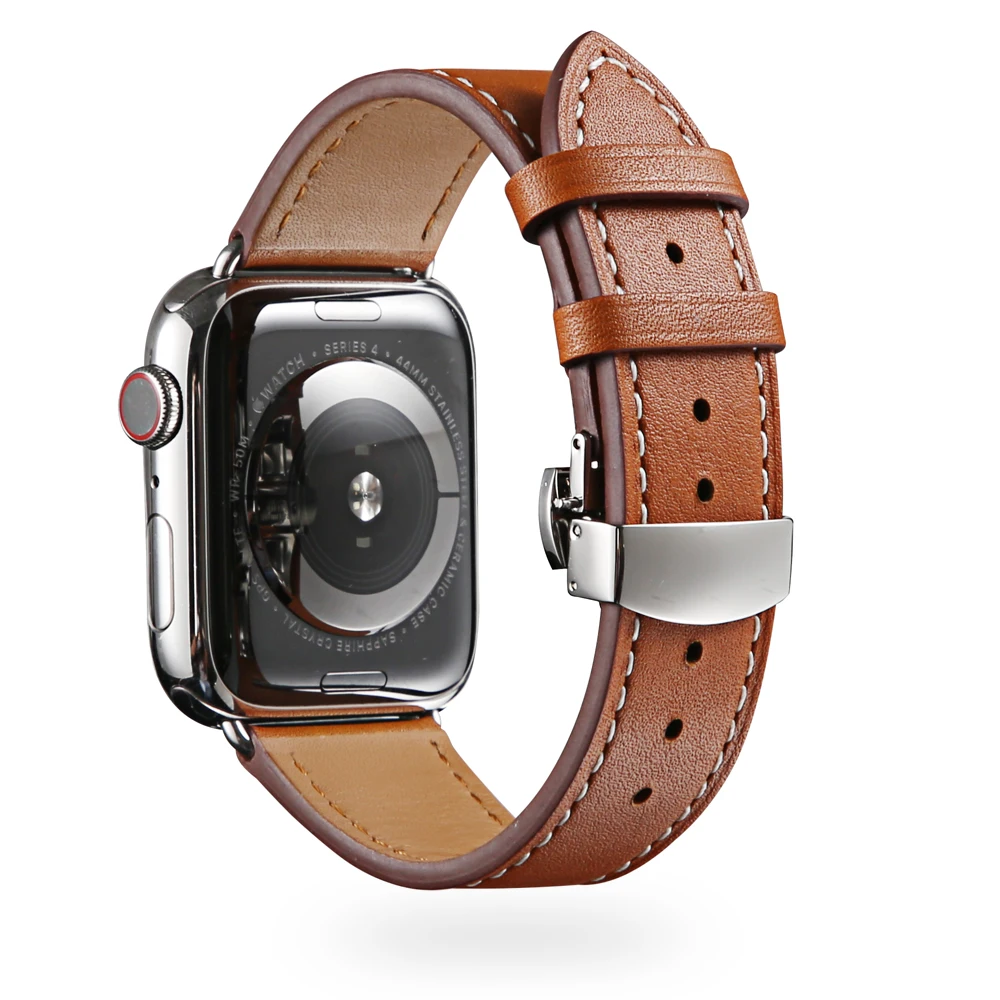 Кожаный ремешок для Apple watch band 4 44 мм 40 aplle iwatch correa 42 38 3 2 Бабочка Пряжка наручный
