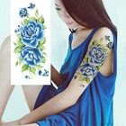 Искусственные Временные татуировки, наклейки, Эротичные синие розы, водостойкие женские на теле, 1 шт.