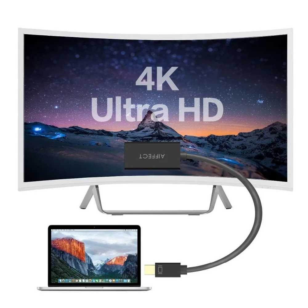 AIFFECT Mini DP к HDMI адаптер 4 К DisplayPort Thunderbolt мужчин Женский видео кабель UltraHD конвертер