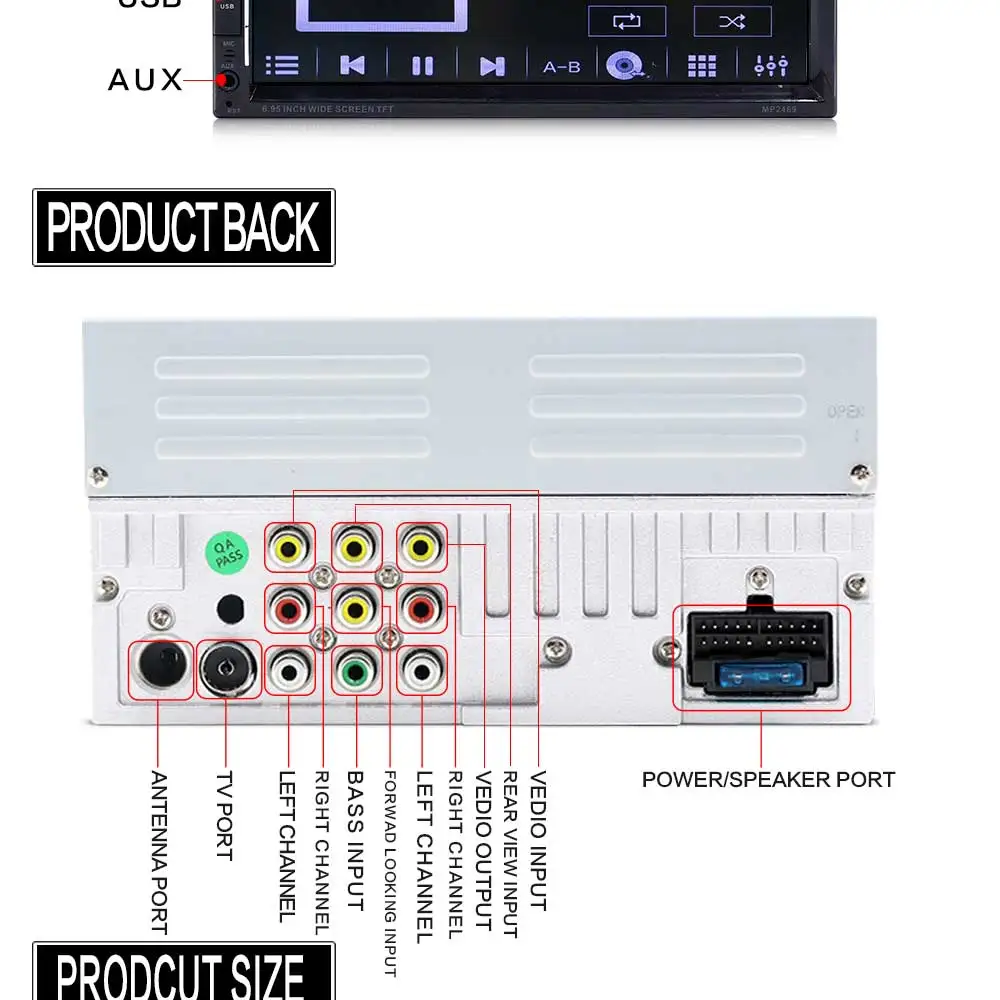 Радио 2Din 7 &quotHD плеер MP5 сенсорный экран цифровой дисплей Bluetooth Мультимедиа FM USB AUX