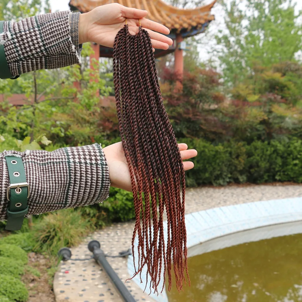 

30 roots/pack Senegalese Twist Crochet Hair Ombre Brown Grey Braids tissage Fiber Synthetic Braiding Hair Extensions