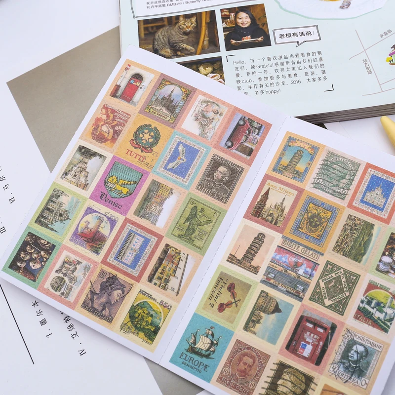 

4sheets/lot Vintage Italy style Stamps Design Stickers DIY Multifunction label decorative stickers/ Notebook diary scrapbook