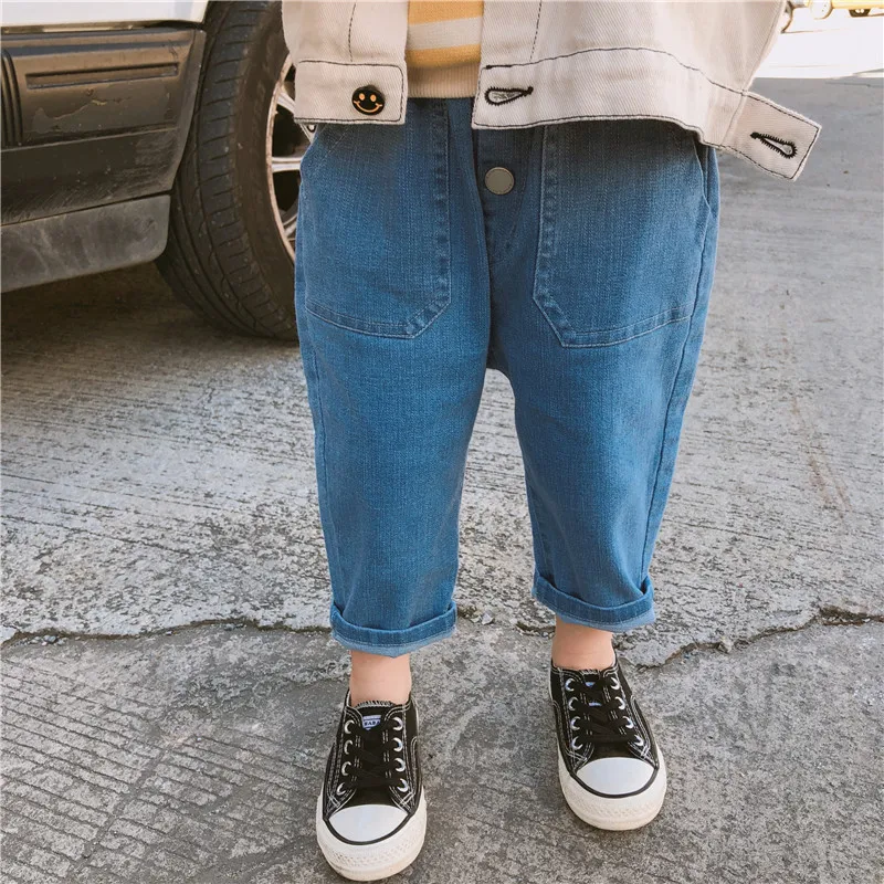 Весна 2019 Новое поступление хлопковые однотонные универсальные свободные джинсы