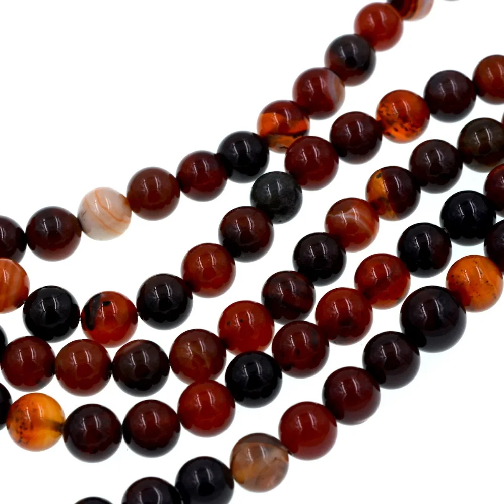 

Fashion diy 8mm round Natural red black agates rainbow agatee beads full strand