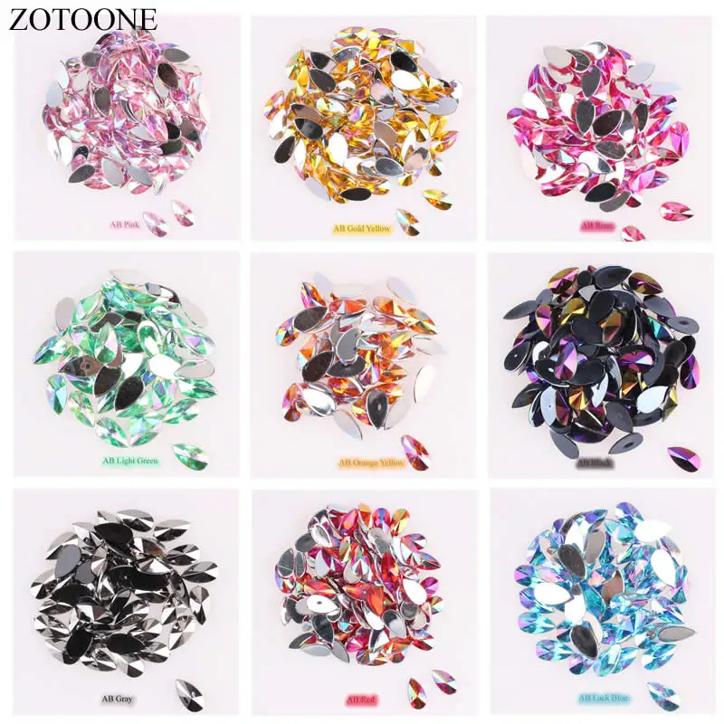 ZOTOONE 50 шт. 8*13 мм Блестящие кристаллы AB с плоским основанием клей для страз на
