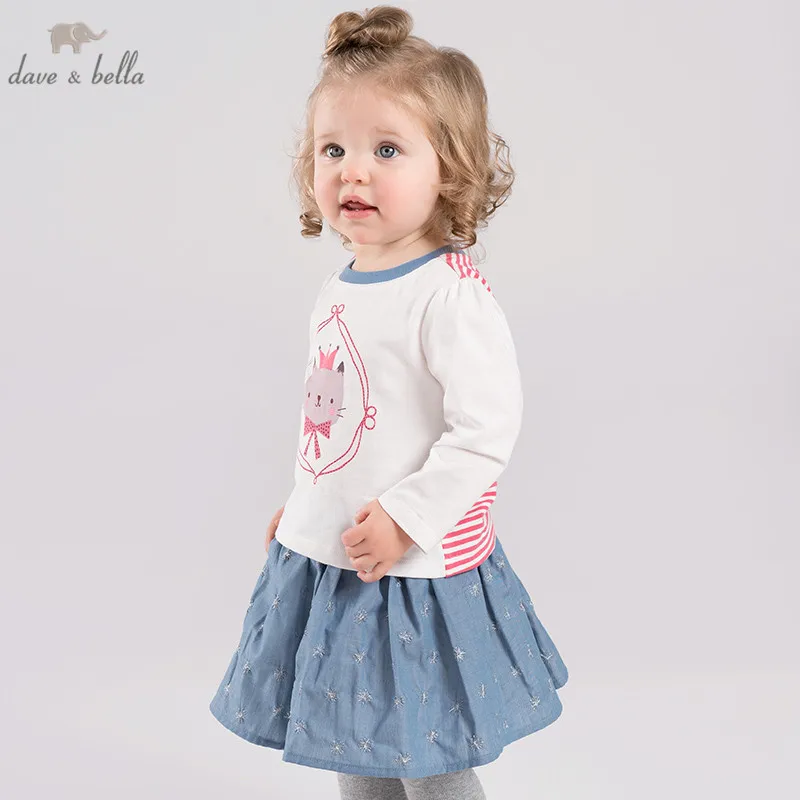 Dave Bella/Весна младенческой комплекты модной одежды для маленьких девочек костюм с