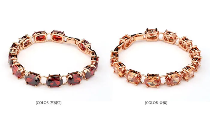 2015 New Champagne Gold Jewelry Top Zirconia Bracelet Cute Bracelets Women Fashion Ruby | Украшения и аксессуары