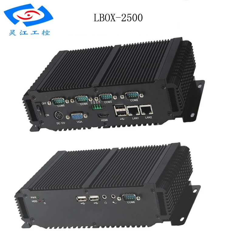 Мини ПК без вентилятора с 64 Гб ПЗУ 2 * LAN 1 HDMI VGA 5 RS232 встроенные промышленные