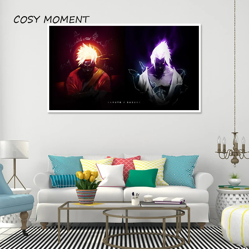 COSY MOMENT аниме постер Naruto Uzumaki Наруто и Учиха сасуке холст картина для декора