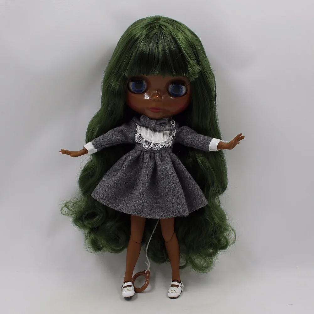 Ледяная кукла DBS Blyth 1/6 bjd шарнирная супер черная кожа темно-зеленые волосы для