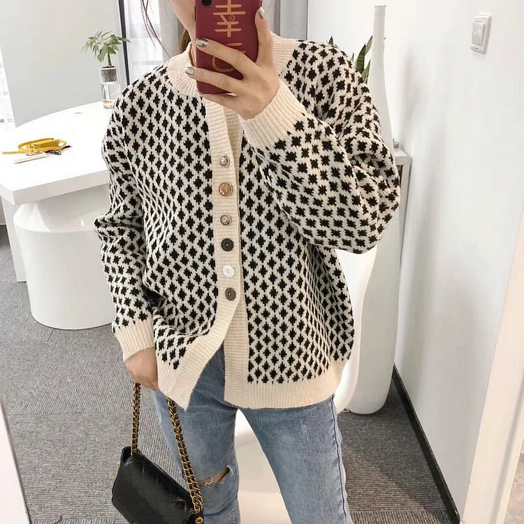 Футболка с круглым вырезом в стиле ретро длинным рукавом шотландскую клетку