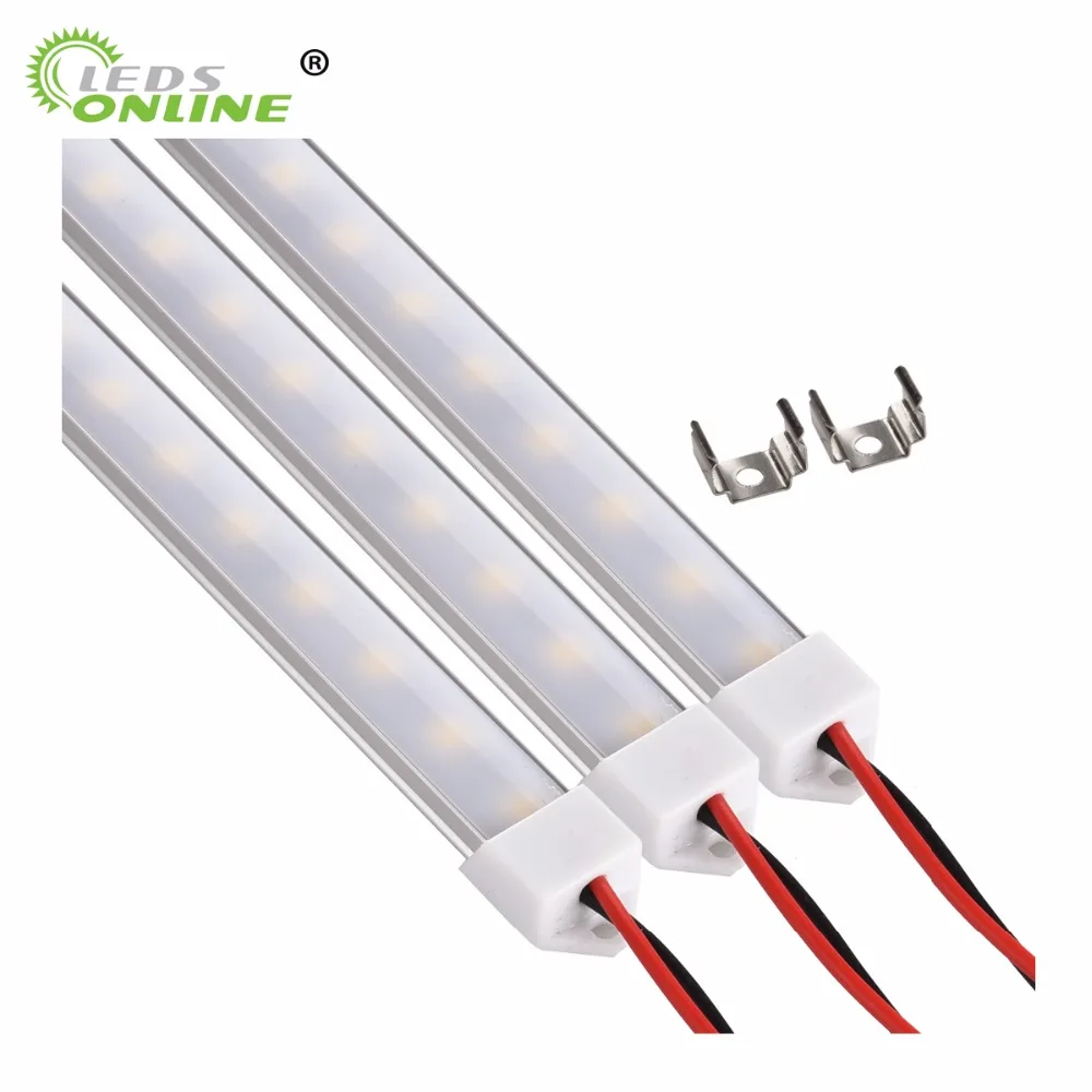 10pcs 5050 led strip bar light 12v u type hard rigid aluminium shell with milky transparent cover for kitchen show case cabinet free global shipping