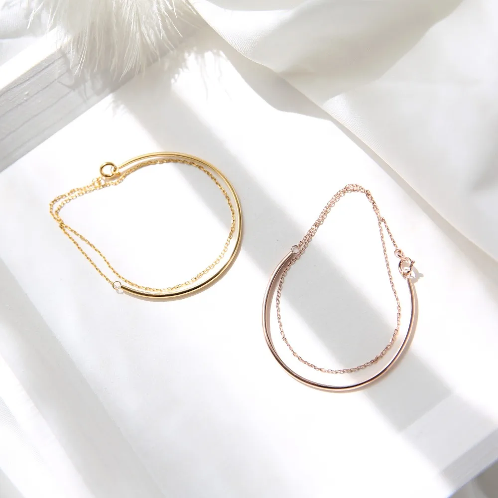 

YUN RUO New Arrival Fashion Double Layers Bracelet Woman Chain Gift Rose Gold Color Fashion Stainless Steel Jewelry Never Fade