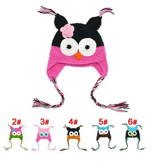 Оптовая продажа модные детские шапки с рисунком Совы зимние вязаные ручной