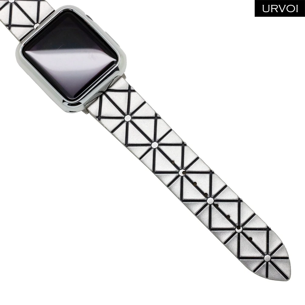 URVOI ремешок для apple watch серии 4 3 2 1 Искусственная кожа ремешок для iwatch ремень геометрическим узором современный дизайн 38/ 40/42/44 мм