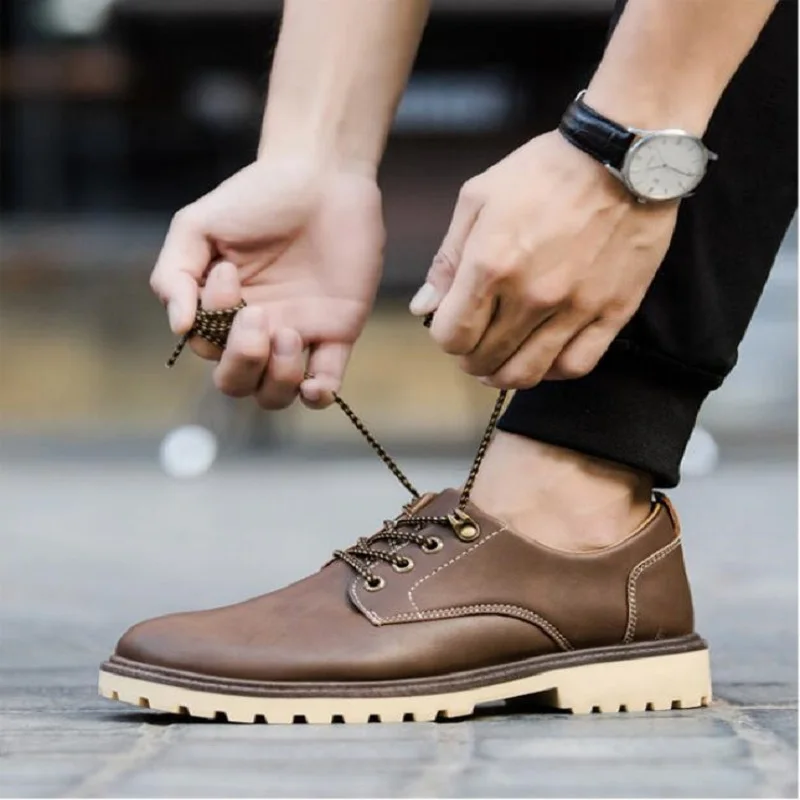 Весенние новые мужские британские повседневные кожаные туфли обувь для