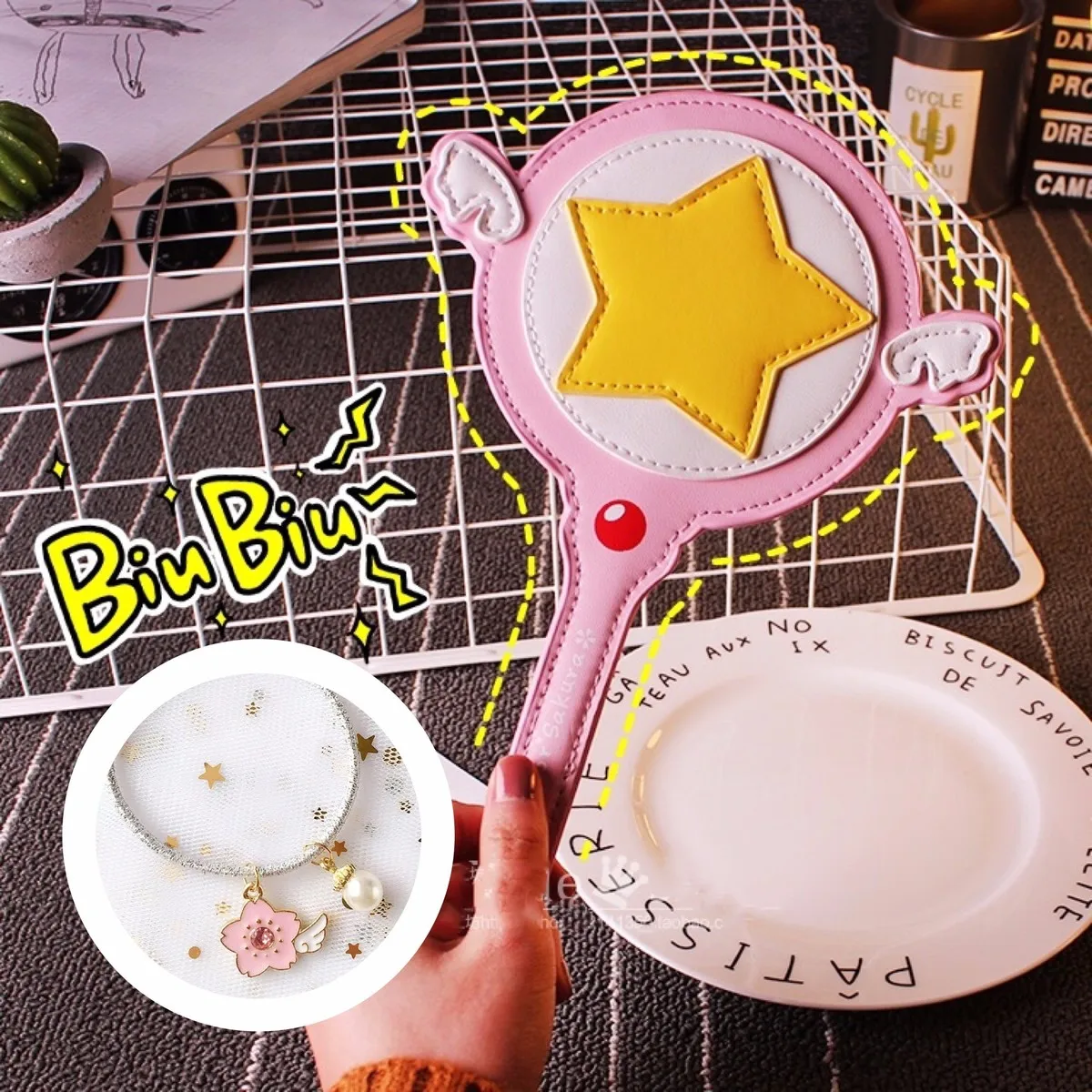 Ограниченный подарок Cardcaptor Sakura волшебная палочка Pu чехол для карт автобус держатель для карт розовый супер звезда Kawai повязка для волос подарок Креативный аниме игрушка