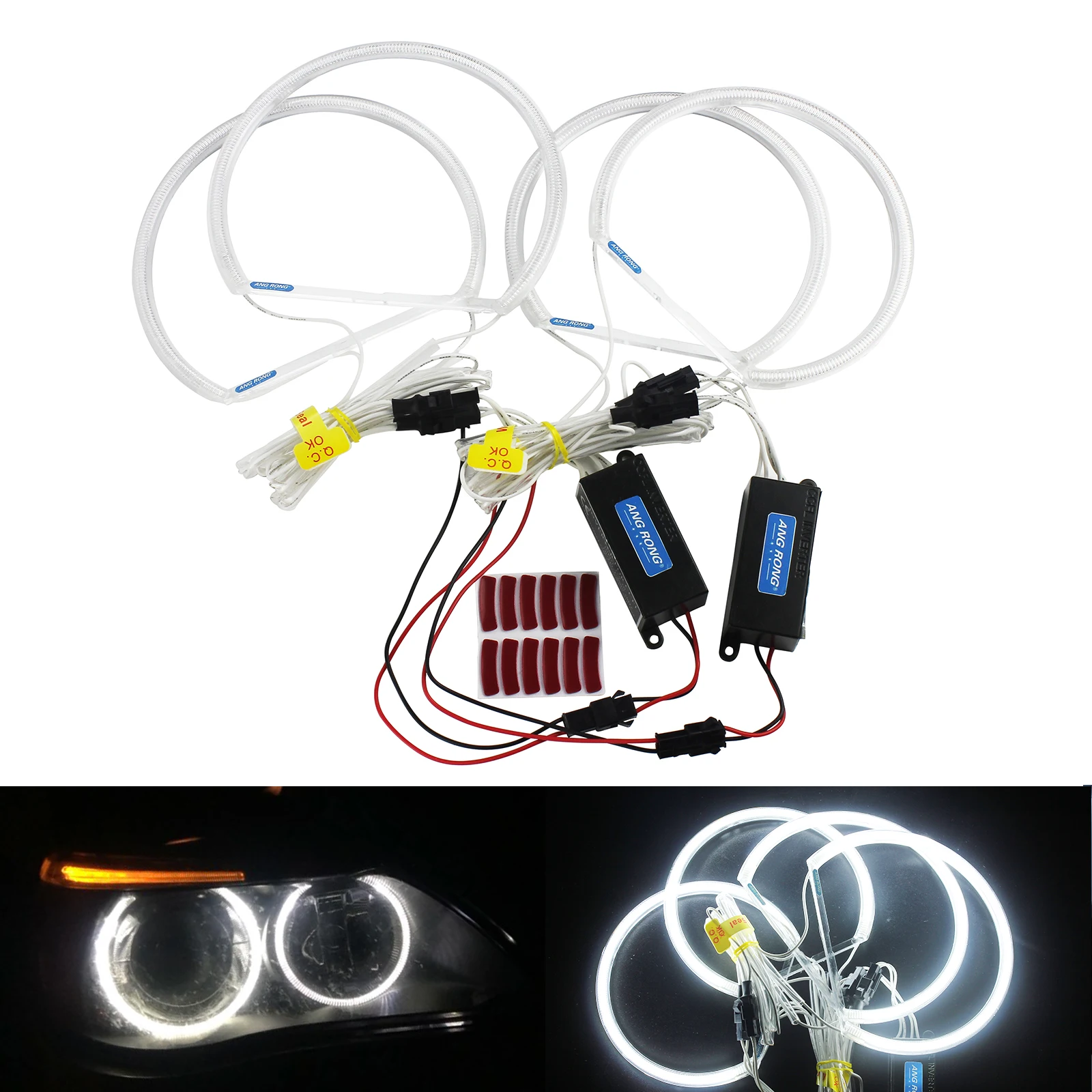 

ANGRONG CCFLl Angel Eyes Projector CCFLl Angel Eyes Halo Ring Light 7000k White 4pcs 131mm For BMW E36 E38 E39 E46