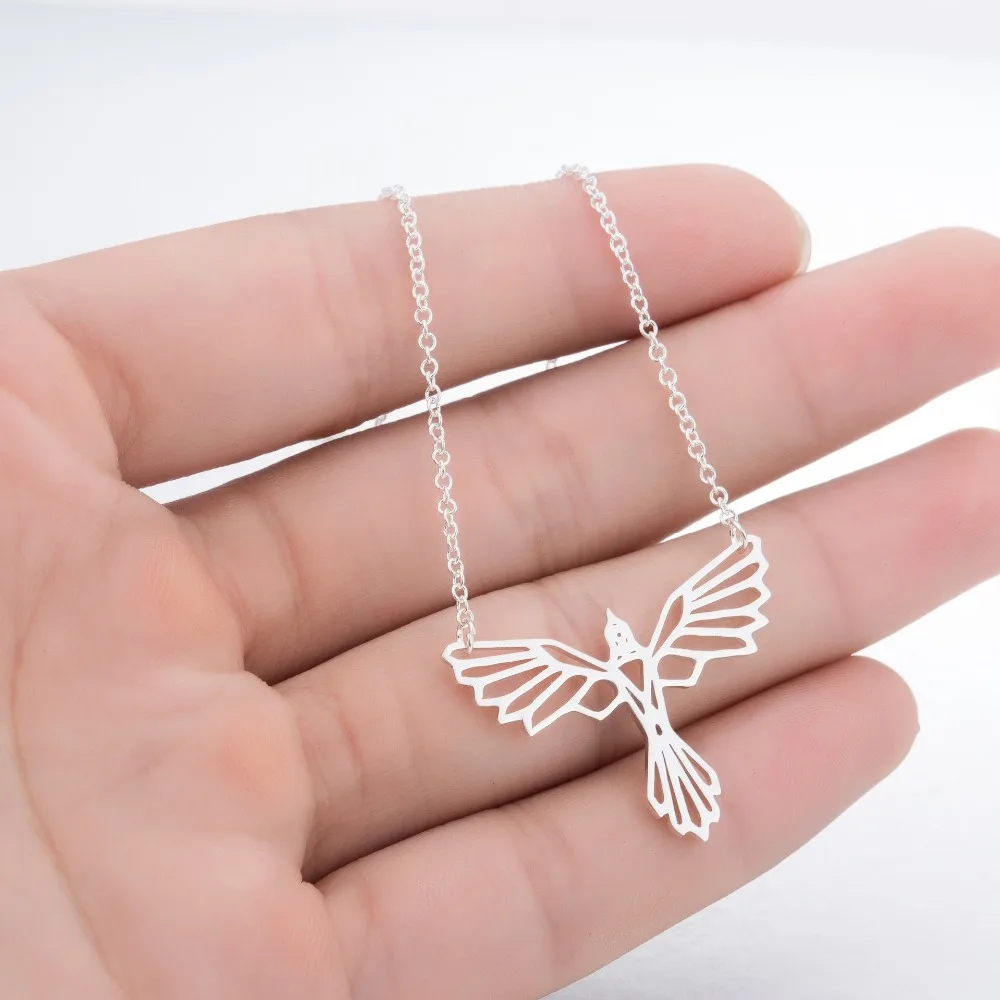 Ромашки оригами ожерелье с Фениксом Геометрические Животные цепи ожерелья